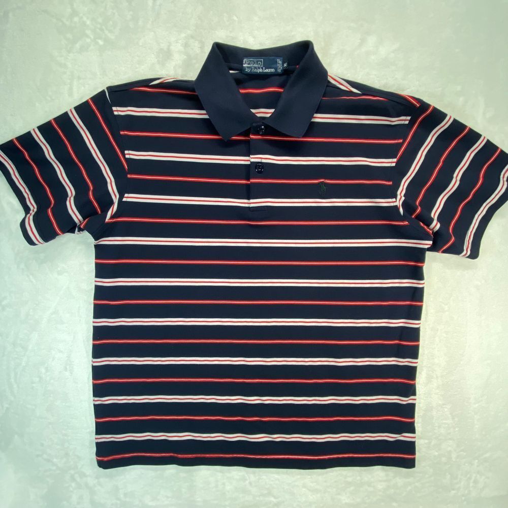 Polo Ralph Lauren Men's Striped Cotton Polo Shirt Navy Red White Classic Fit XL